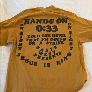 Ye Sunday Service Brown T-Shirt with Blue Oval Design